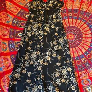 Chic Black and Gold Floral Maxi Dress